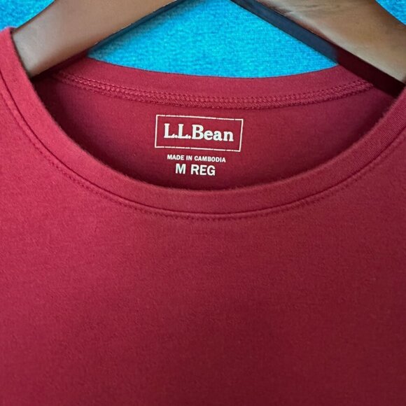 LL Bean Red Long Sleeve T-Shirt, Medium Reg - Picture 3 of 4